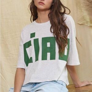 BUCKETLIST Ciao Graphic Tee in Green and Gray (fits like an oversized L )